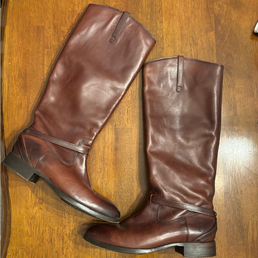 Frye Lindsay Plate Leather Riding Boot Size 10